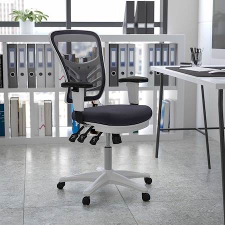 Flash Furniture Office Chair, Mesh, Dark Gray Mesh/White Frame HL-0001-WH-DKGY-GG